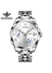 OUPINKE Top Brand Automatic Mechanical Movement Men's Watch Waterproof Tungsten Steel Strap Fashion Simple Men's Watch