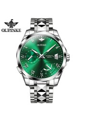 OUPINKE Top Brand Automatic Mechanical Movement Men's Watch Waterproof Tungsten Steel Strap Fashion Simple Men's Watch