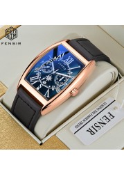 Men's Quartz Black Leather Straps Luxury Fashion Watch