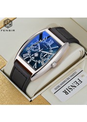 Men's Quartz Black Leather Straps Luxury Fashion Watch