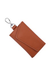 New Key Card Holder Wallet Genuine Leather Unisex Solid Key Wallet Organizer Bag Car Housekeeper Purse Card Holder