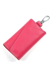 New Key Card Holder Wallet Genuine Leather Unisex Solid Key Wallet Organizer Bag Car Housekeeper Purse Card Holder