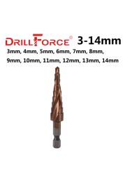 Drillforce M35 5% الكوبالت خطوة مثقاب الخشب HSSCO مخروط أداة معدنية ثقب القاطع 3-12/3-14/4-12/4-20/4-22/4-25/4-32/5-21/5-27/6-24 مللي متر