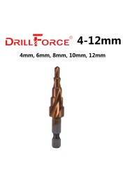 Drillforce M35 5% الكوبالت خطوة مثقاب الخشب HSSCO مخروط أداة معدنية ثقب القاطع 3-12/3-14/4-12/4-20/4-22/4-25/4-32/5-21/5-27/6-24 مللي متر