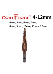 Drillforce M35 5% الكوبالت خطوة مثقاب الخشب HSSCO مخروط أداة معدنية ثقب القاطع 3-12/3-14/4-12/4-20/4-22/4-25/4-32/5-21/5-27/6-24 مللي متر