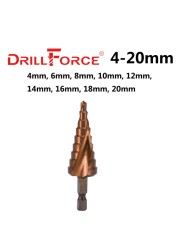 Drillforce M35 5% الكوبالت خطوة مثقاب الخشب HSSCO مخروط أداة معدنية ثقب القاطع 3-12/3-14/4-12/4-20/4-22/4-25/4-32/5-21/5-27/6-24 مللي متر