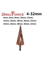 Drillforce M35 5% الكوبالت خطوة مثقاب الخشب HSSCO مخروط أداة معدنية ثقب القاطع 3-12/3-14/4-12/4-20/4-22/4-25/4-32/5-21/5-27/6-24 مللي متر