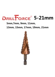 Drillforce M35 5% الكوبالت خطوة مثقاب الخشب HSSCO مخروط أداة معدنية ثقب القاطع 3-12/3-14/4-12/4-20/4-22/4-25/4-32/5-21/5-27/6-24 مللي متر