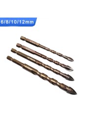 Justing Lau 7pcs/set Cross Hex Tile Bits Cup Ceramic Concrete Hole Opener Alloy Triangle Drill Size 3/4/5/6/8/10/12mm