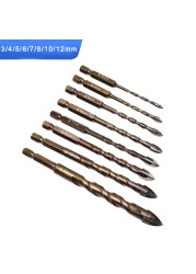 Justing Lau 7pcs/set Cross Hex Tile Bits Cup Ceramic Concrete Hole Opener Alloy Triangle Drill Size 3/4/5/6/8/10/12mm