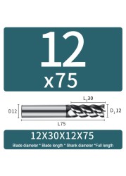 Carbide Milling Cutter 4 Flute Harden Tungsten Alloy Steel Face End Mill Lengthening 16mm 150mm Computer Tools Stainless Special HRC 65