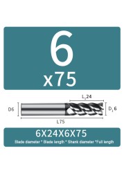 Carbide Milling Cutter 4 Flute Harden Tungsten Alloy Steel Face End Mill Lengthening 16mm 150mm Computer Tools Stainless Special HRC 65