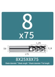 Carbide Milling Cutter 4 Flute Harden Tungsten Alloy Steel Face End Mill Lengthening 16mm 150mm Computer Tools Stainless Special HRC 65