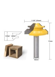 1/2 "1/4" 8 مللي متر عرقوب 45 درجة قفل ميتري راوتر بت 8*1-1/2 8*1-3/8 Tenon نهاية القاطع أدوات طحن لأعمال الخشب