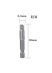 1pc 4pcs Drill Socket Adapter For Battery Power Drill w/ Hex Shank To Square Socket Drill Bits Bar Extension 1/4" Bit Set