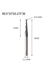 VACK - Ball Nose Pointed End Mills, 3.175mm, 4mm, 6mm, 8mm, Router Bits, Cnc, Wood and Metal Milling Machine