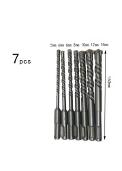 1 Sets Cross Tips 4 Cutters 160mm SDS Plus Drill Bits Set YG8 Steel Carbide Flat Tip Electric Hammer Drill Bits Stone Masonry Drill Bits Kit