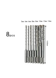 1 Sets Cross Tips 4 Cutters 160mm SDS Plus Drill Bits Set YG8 Steel Carbide Flat Tip Electric Hammer Drill Bits Stone Masonry Drill Bits Kit