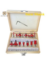 6mm/6.35mm/8mm15Pc Router Bit Set Trimming Bit Straight Milling Cutter Bit Wood Tungsten Carbide Cutting Woodworking LT027