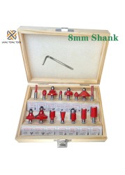 6mm/6.35mm/8mm15Pc Router Bit Set Trimming Bit Straight Milling Cutter Bit Wood Tungsten Carbide Cutting Woodworking LT027