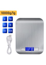 Kitchen Scale Stainless Steel Food Scale Diet Postal Balance Measure LCD Precision USB Charging Electronic Scale