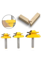 Milling Cutter 3pcs 45 Degree Lock Miter Router Bit 1/2 Medium Stock Miter Lock Milling Bit Wood Carving Knife Tenon LT102