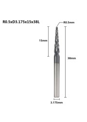 XCAN مستدق الكرة نهاية الأنف مطحنة 1 قطعة R0.25/R0.5/R0.75/R1.0 3.175 مللي متر عرقوب كربيد الخشب النقش بت CNC راوتر بت الطحن القاطع