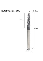 XCAN مستدق الكرة نهاية الأنف مطحنة 1 قطعة R0.25/R0.5/R0.75/R1.0 3.175 مللي متر عرقوب كربيد الخشب النقش بت CNC راوتر بت الطحن القاطع