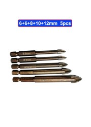 Tungsten Carbide Glass Drill Bit Set Alloy Carbide Point With 4pcs Glass Tile Edges Cross Spear Head Drill Bits