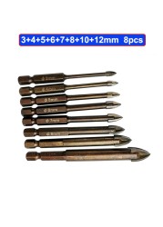 Tungsten Carbide Glass Drill Bit Set Alloy Carbide Point With 4pcs Glass Tile Edges Cross Spear Head Drill Bits