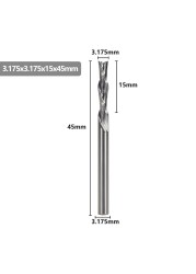 XCAN Left Hand Down Cutter 3.175/4/5/6mm Shank Spiral End Mill 2 Flute Carbide Milling Cutter for CNC Aluminum Cutting Milling B