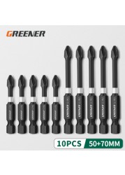 Green Impact Strong Magnetic Impulse Head Cross High Hardness Hand Drill Bit Screw Electric Screwdriver Set 50 65 70 90 150mm