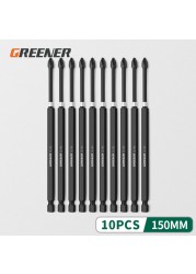 Green Impact Strong Magnetic Impulse Head Cross High Hardness Hand Drill Bit Screw Electric Screwdriver Set 50 65 70 90 150mm