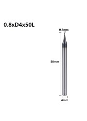 XCAN 1pc 0.2-0.9mm TiAIN Micro Flat End Mill 4mm Shank 4 Flute Milling Cutter HRC 55 Mirco Carbide CNC Engraving Bits Router Bit