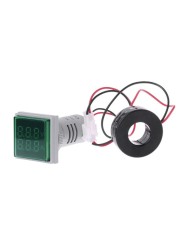 Square LED Digital Dual Display Voltmeter & Ammeter Voltage Gauge Current Meter AC 60-500V 0-100A D18