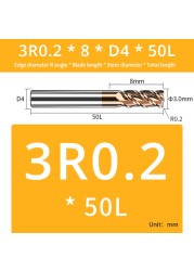 AUG Tool Corner Radial End Mill CNC R Bull Nose Milling Cutter Tungsten Carbide Steel Metal Router Tool R0.5 R1 4 Flutes