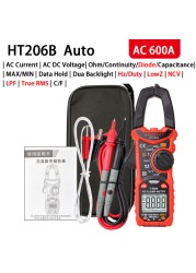HABOTEST HT206 AC Digital Clamp Meter Multimeter Pinza amperimitica DC Multimeter RMS Meter High Accuracy NCV Ohm Tester