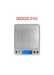 Mini Portable Electronic Scale, 0.01/500g, 3000/0.1g LCD Display for Jewelry Weighing, Kitchen and Mail Scale