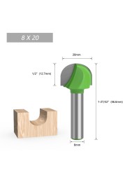 LA VIE 1pc 8mm Shank Ball Nose End Mill Round Nose Cove CNC Milling Bit Radius Core Box Solid Carbide Router Bits Tools