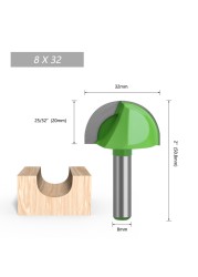 LA VIE 1pc 8mm Shank Ball Nose End Mill Round Nose Cove CNC Milling Bit Radius Core Box Solid Carbide Router Bits Tools