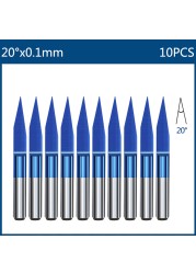 10/40pcs 3.175mm Nano Blue Coated CNC Router Bit End Mill Cutter Mini PCB Carbide Router Bits Kit for Milling Tools