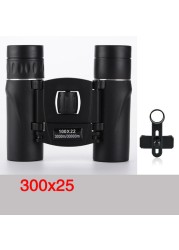 HD 5000m Portable Mini Zoom Binoculars Powerful 300x25 Folding Binoculars Long Distance Low Light Night Vision Professional