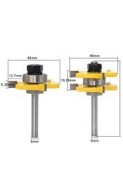 FAC 1/4" Inch 6mm 8mm Shank Assembling Router Bits Tongue Groove Joint T-Slot Carbide Milling Wood Cutters Woodworking Cutting Tools