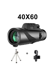 HD Mini 40X60 المهنية تلسكوب أحادي مناظير قوية طويلة المدى جيب مقاوم للماء التكبير ليلة للسياحة الصيد