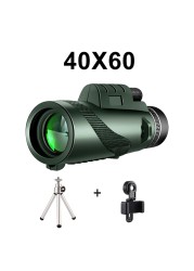 HD Mini 40X60 المهنية تلسكوب أحادي مناظير قوية طويلة المدى جيب مقاوم للماء التكبير ليلة للسياحة الصيد