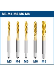 XCAN Screw Tap 4/5pcs M3 M4 M5 M6 M8 Metric Tap Kit Spiral Drill Bit Threading Tools HSS Steel 6542 Screw Tap