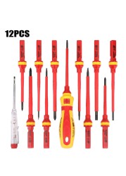 13/pcs VDE Insulated Screwdriver Set 1000V Slotted Phillips Screw Driver Kit Bits With Test Pen Electricians Hand Tools