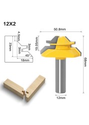 1pc Tungsten Carbide 45 Degree Lock Miter Router Bit 12mm Woodworking Tenon Milling Cutter Drill Tool Set Milling for Wood