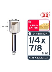 BB Straight Bit 2 Flute Long Blade Router Bit 1/4 1/2 Woodworking Slotting Tool End Miil Double Edged Cutter