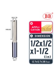 BB Straight Bit 2 Flute Long Blade Router Bit 1/4 1/2 Woodworking Slotting Tool End Miil Double Edged Cutter